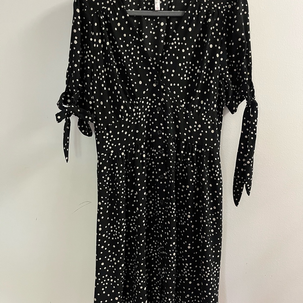 Xhilaration Black and White Polka Dot Midi Dress